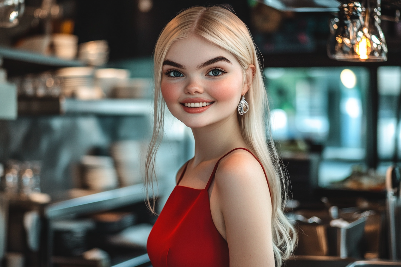 Une femme souriante dans la cuisine d'un restaurant | Source : Midjourney