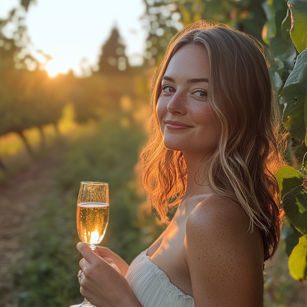 Une femme rusée tenant une coupe de champagne | Source : Midjourney