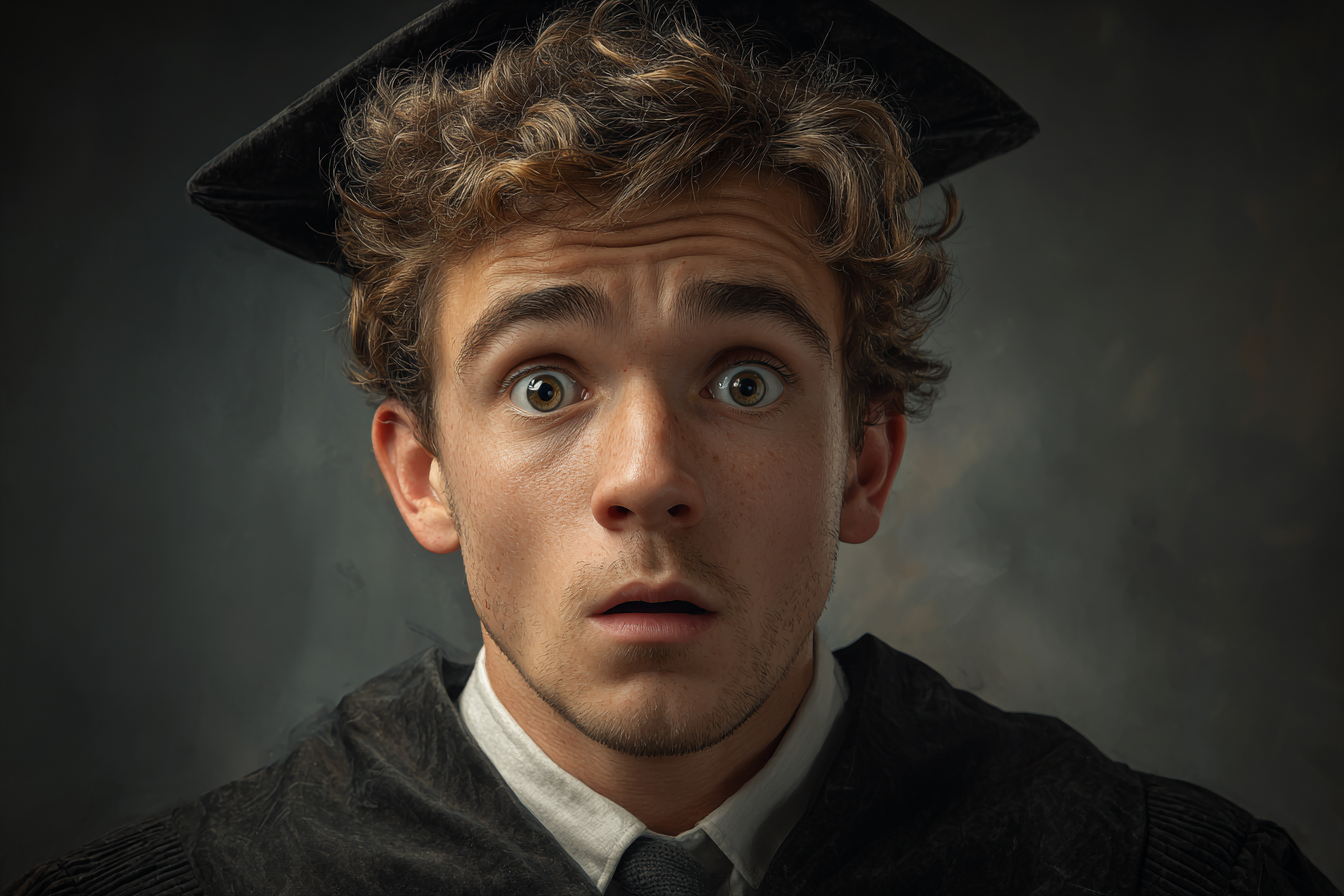 Un jeune homme surpris | Source : Midjourney