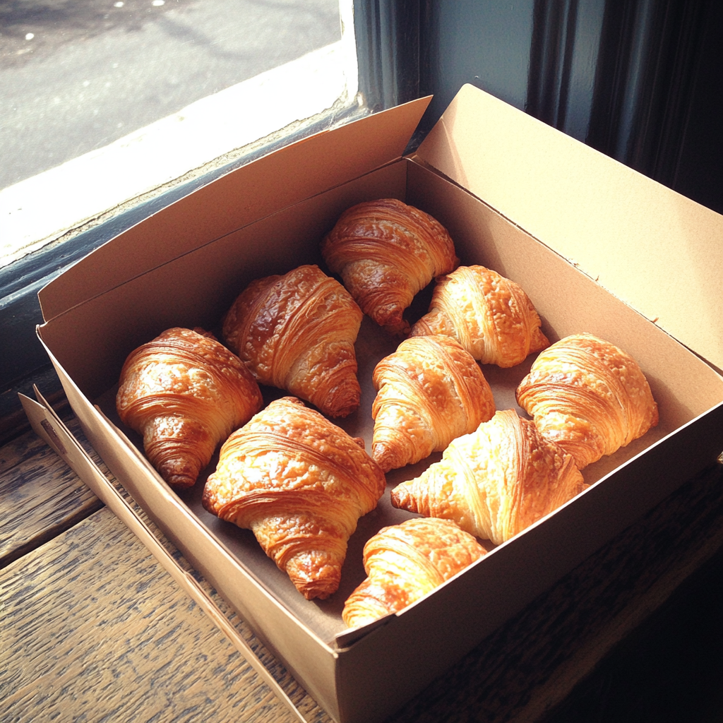 Une boîte de mini-croissants | Source : Midjourney