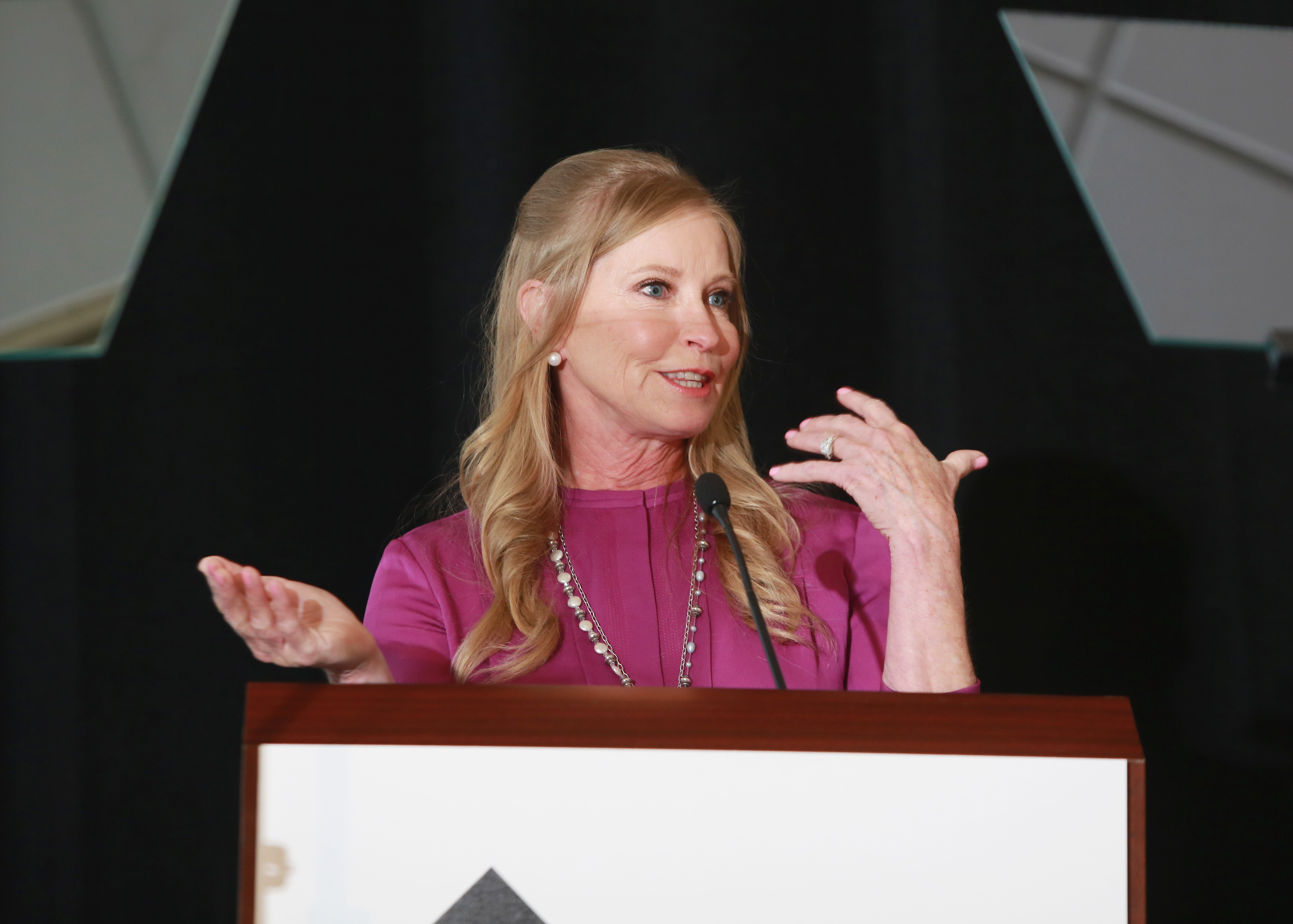 Lisa Niemi Swayze à l'événement presse Stand Up to Cancer lors de la réunion annuelle 2014 de l'AACR, le 7 avril 2014 à San Diego, Californie | Source : Getty Images