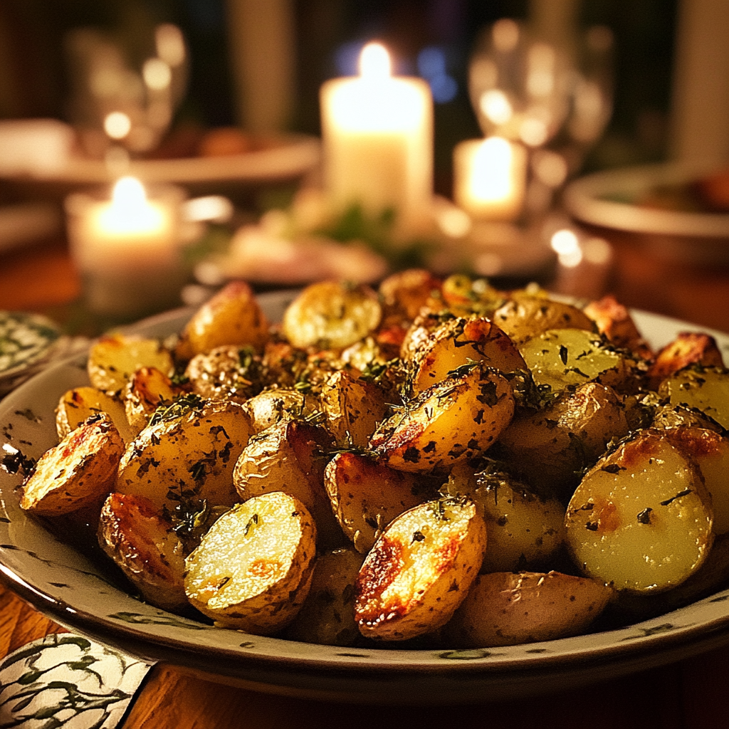 Une assiette de pommes de terre rôties | Source : Midjourney