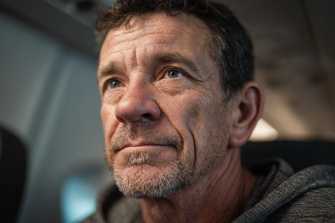 Un homme âgé assis dans un avion | Source : Midjourney