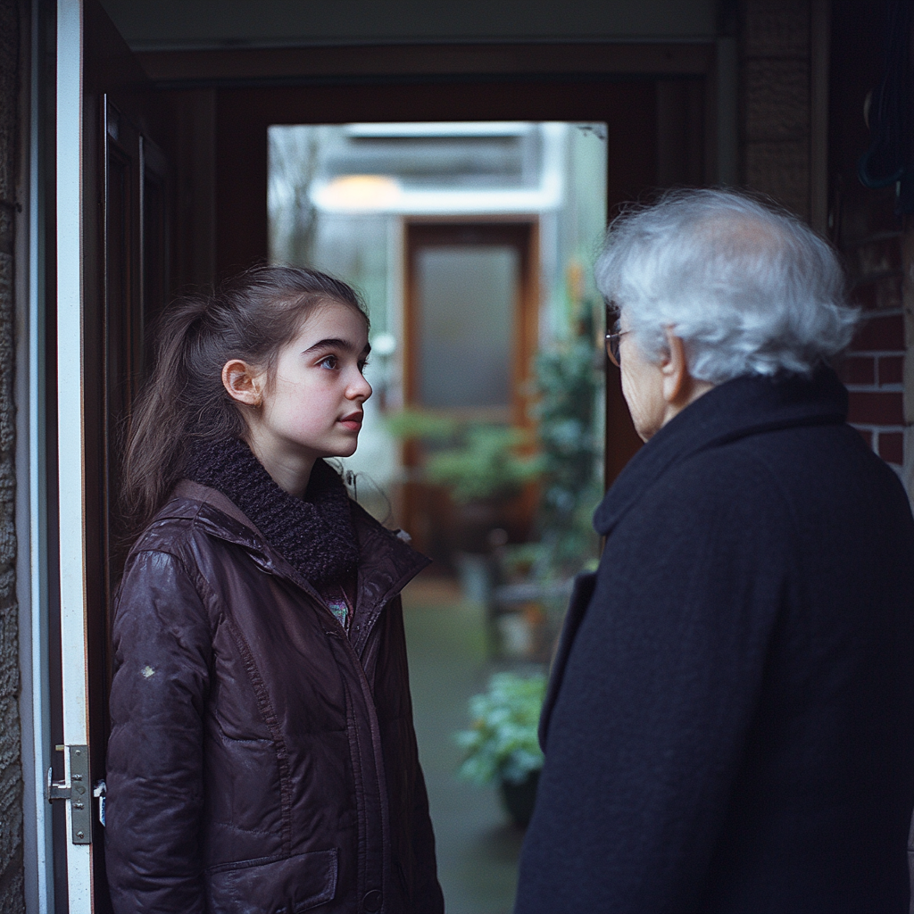 Une jeune femme qui parle à une personne plus âgée | Source : Midjourney