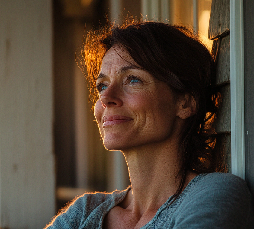 Une femme émotive qui regarde le soleil se lever | Source : Midjourney