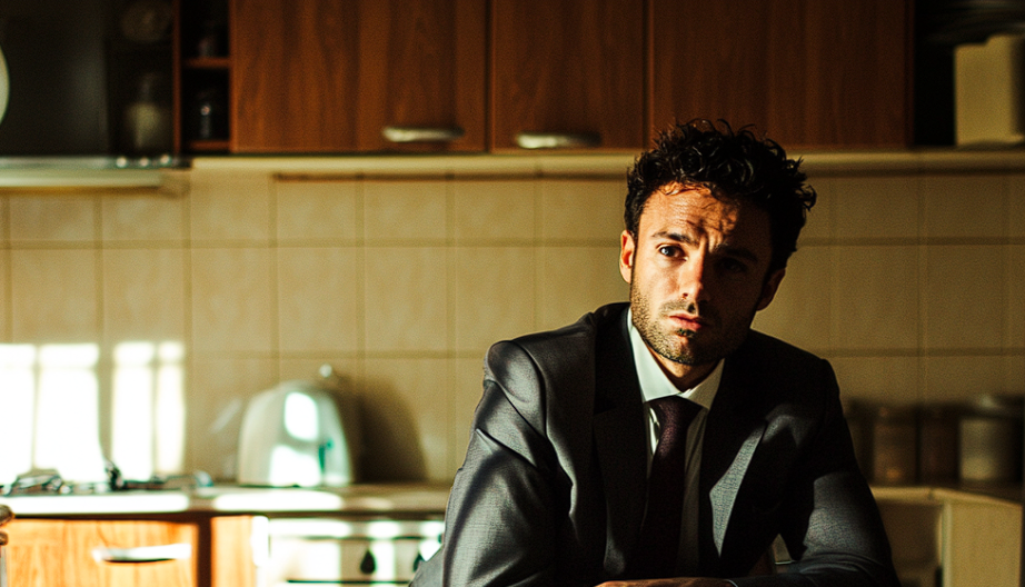 Un homme dans une cuisine qui regarde quelqu'un | Source : Midjourney