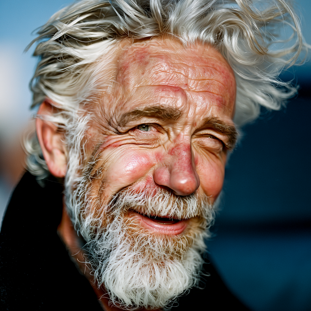 Un homme plisse les yeux à cause de la lumière du soleil tout en parlant | Source : Midjourney