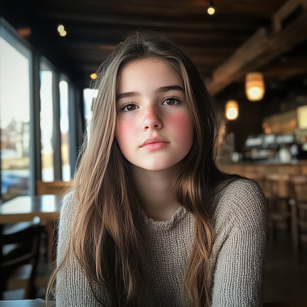 Une adolescente assise dans un café | Source : Midjourney