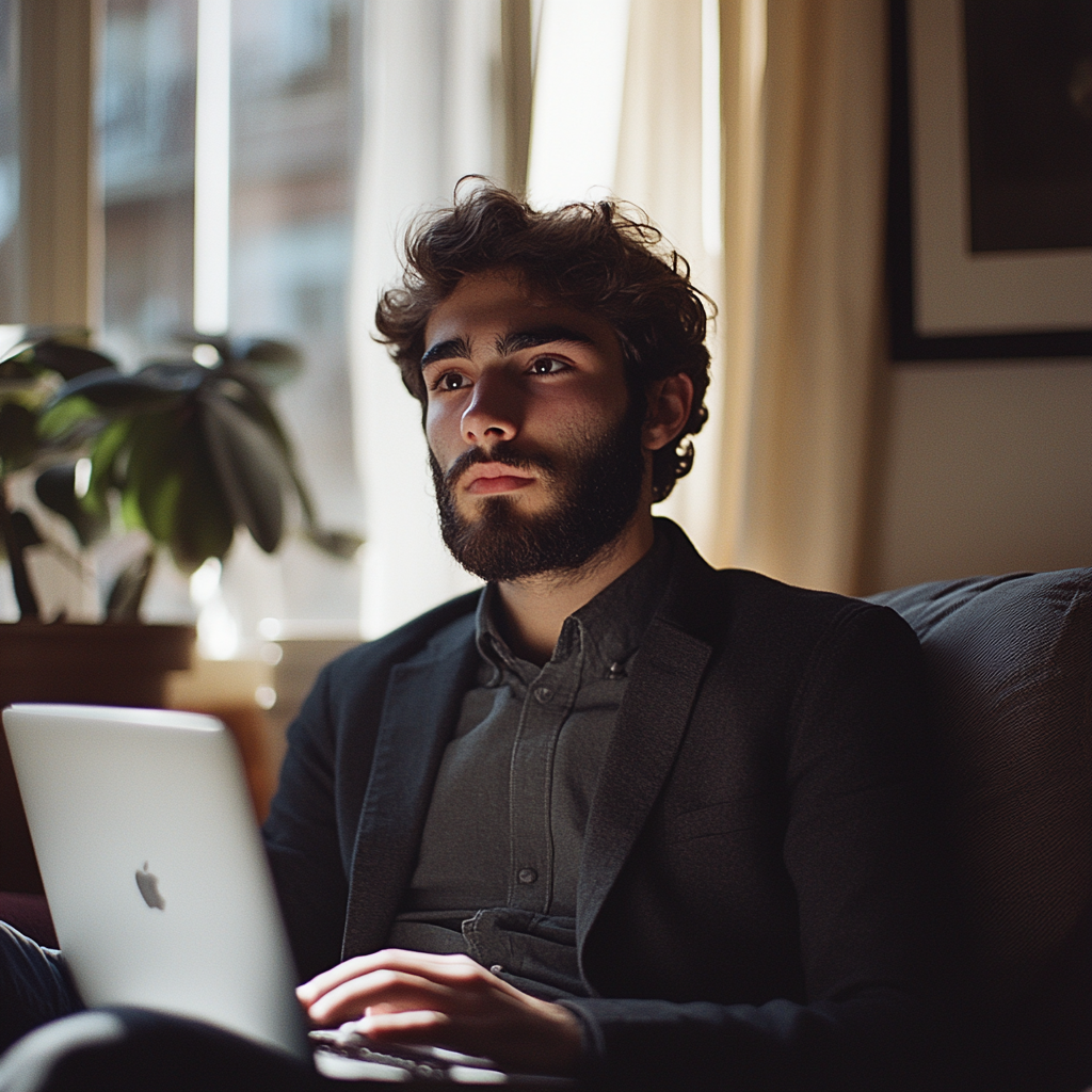 Un homme utilisant son ordinateur portable | Source : Midjourney