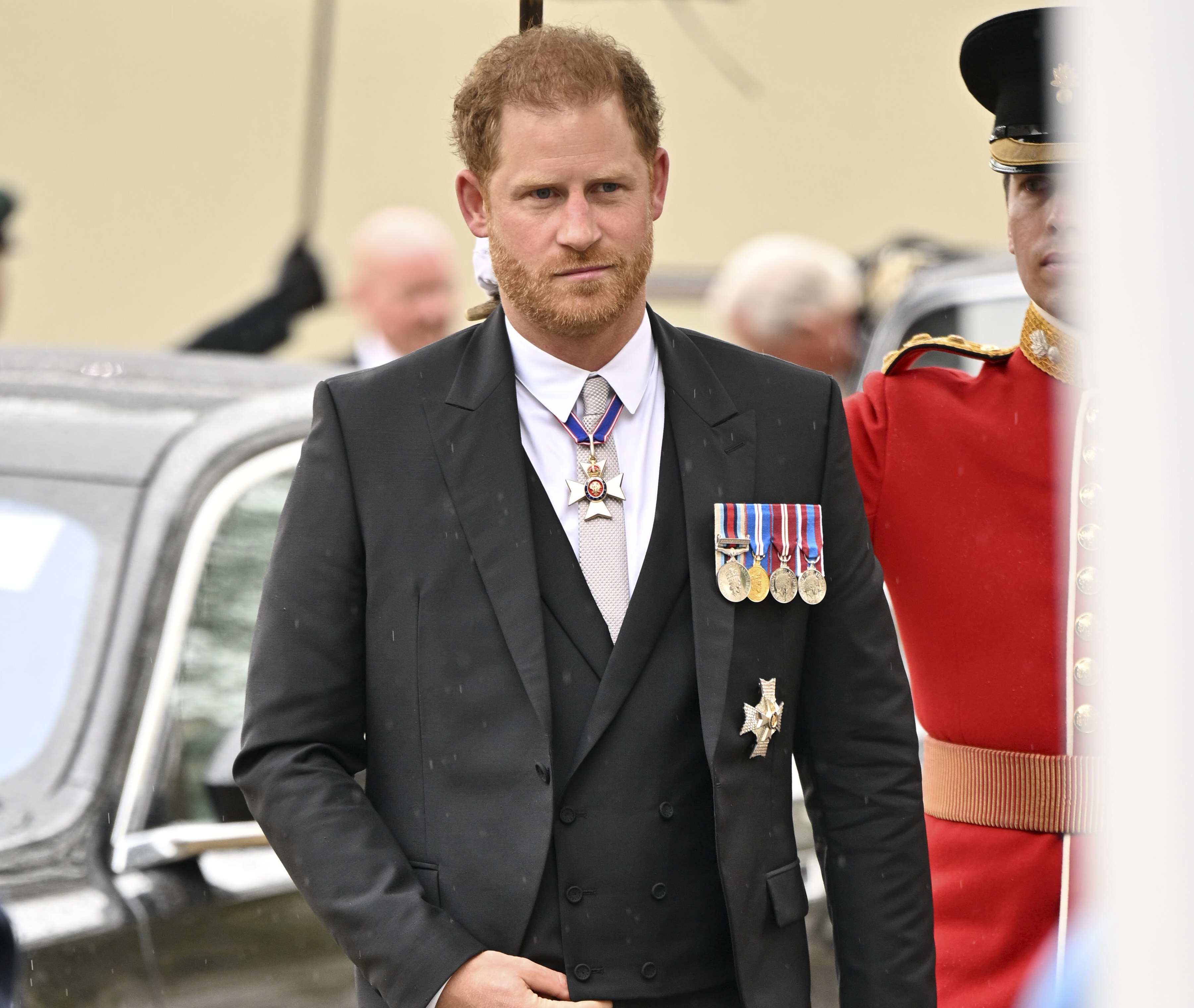 Le prince Harry lors du couronnement du roi Charles III et de la reine Camilla à l'abbaye de Westminster à Londres, en Angleterre, le 6 mai 2023. | Source : Getty Images