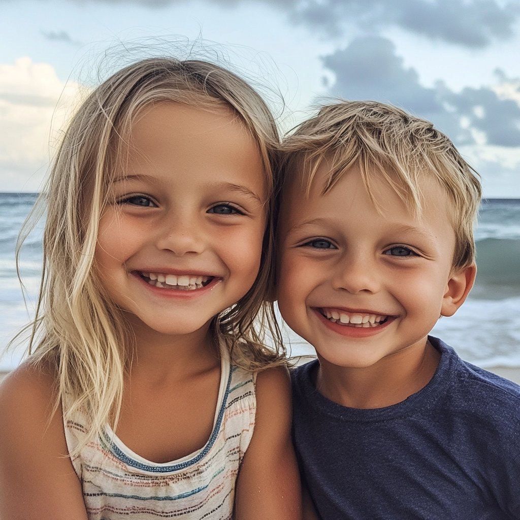 Deux enfants à la plage | Source : Midjourney