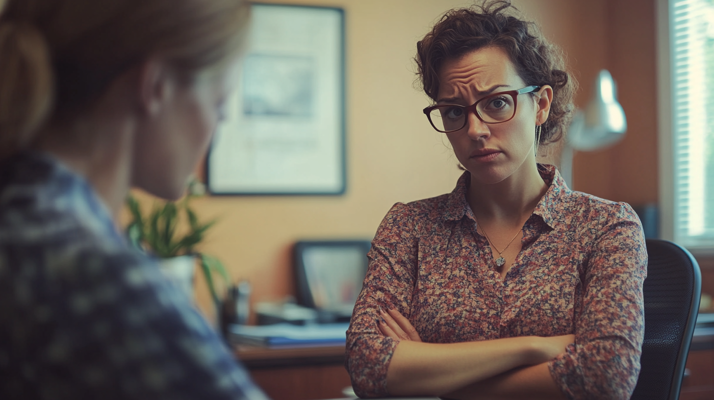 Une femme qui regarde fixement une autre femme | Source : Midjourney