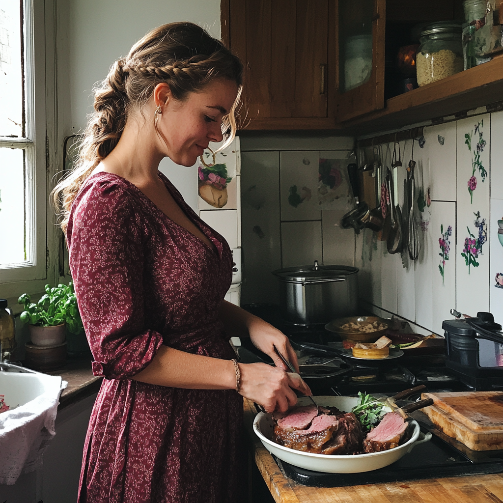 Une femme occupée dans la cuisine | Source : Midjourney