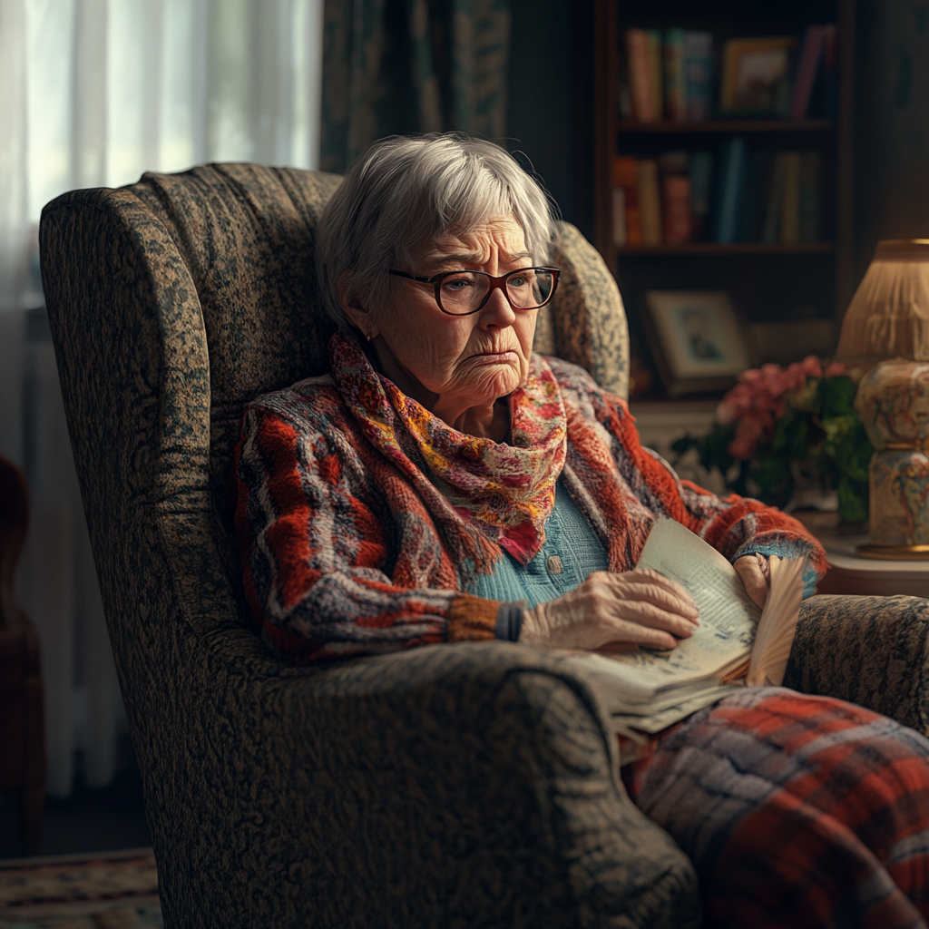 Une grand-mère plongée dans ses pensées | Source : Midjourney