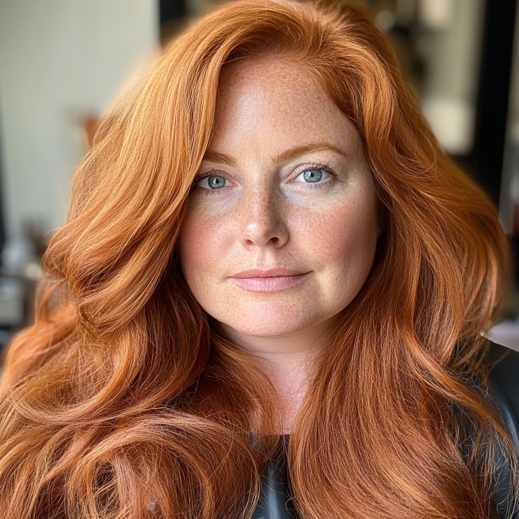 Une femme assise dans un salon de coiffure | Source : Midjourney