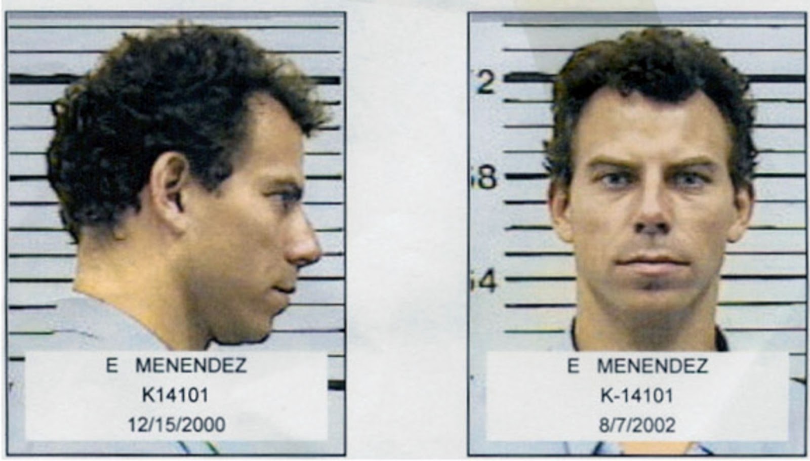 Photos d'identité d'Erik Menendez en 2000 et 2002. | Source : Getty Images