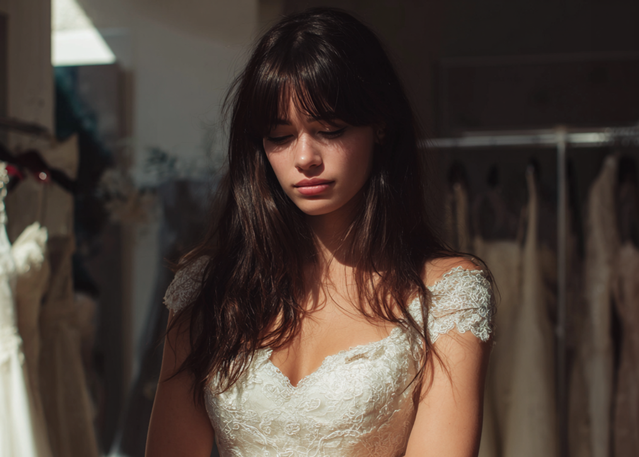 Une femme pensive debout dans une boutique | Source : Midjourney
