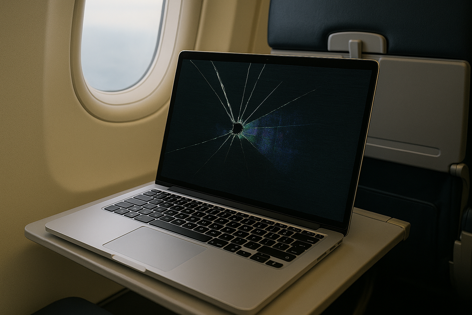 Un ordinateur portable avec un écran endommagé | Source : DALL-E