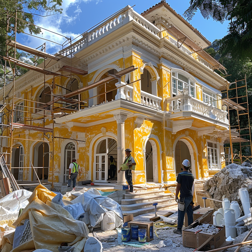 Maison coloniale en cours de rénovation | Source : Midjourney