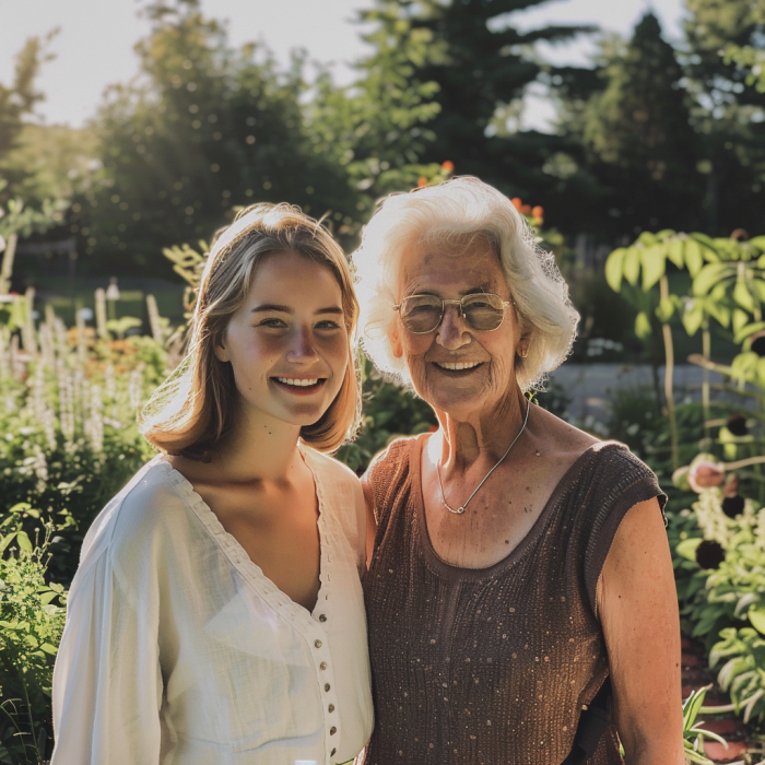 Une jeune femme avec sa grand-mère | Source : Midjourney