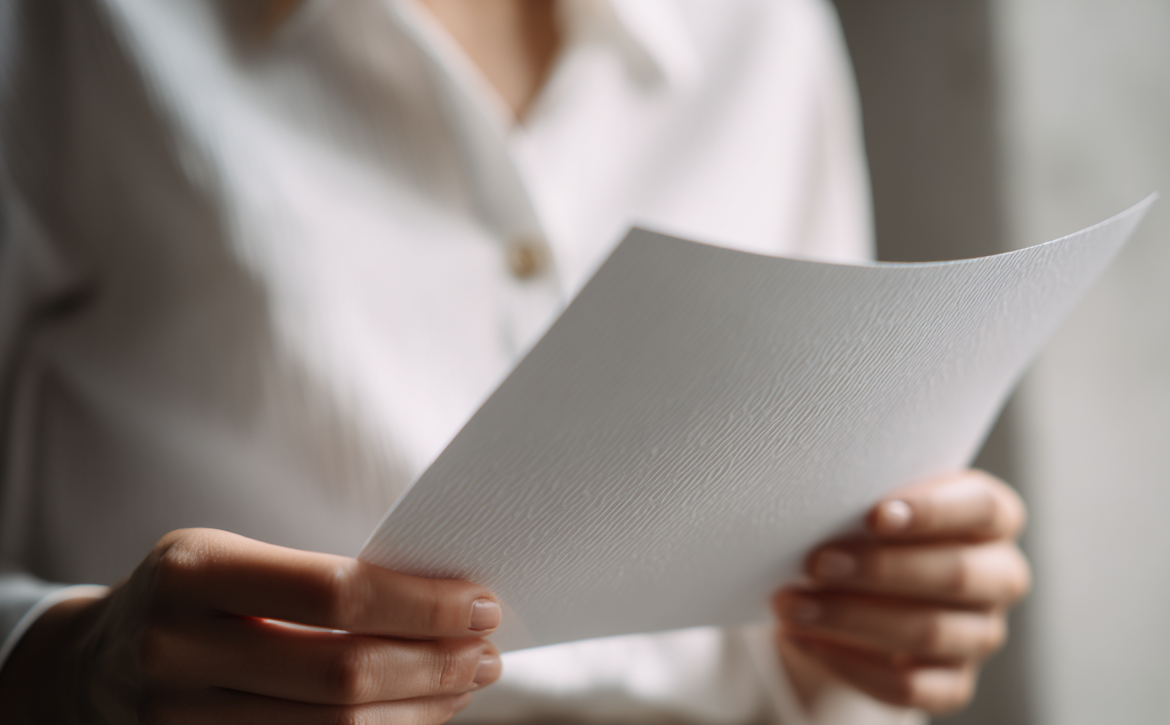 Une femme tenant un papier | Source : Midjourney