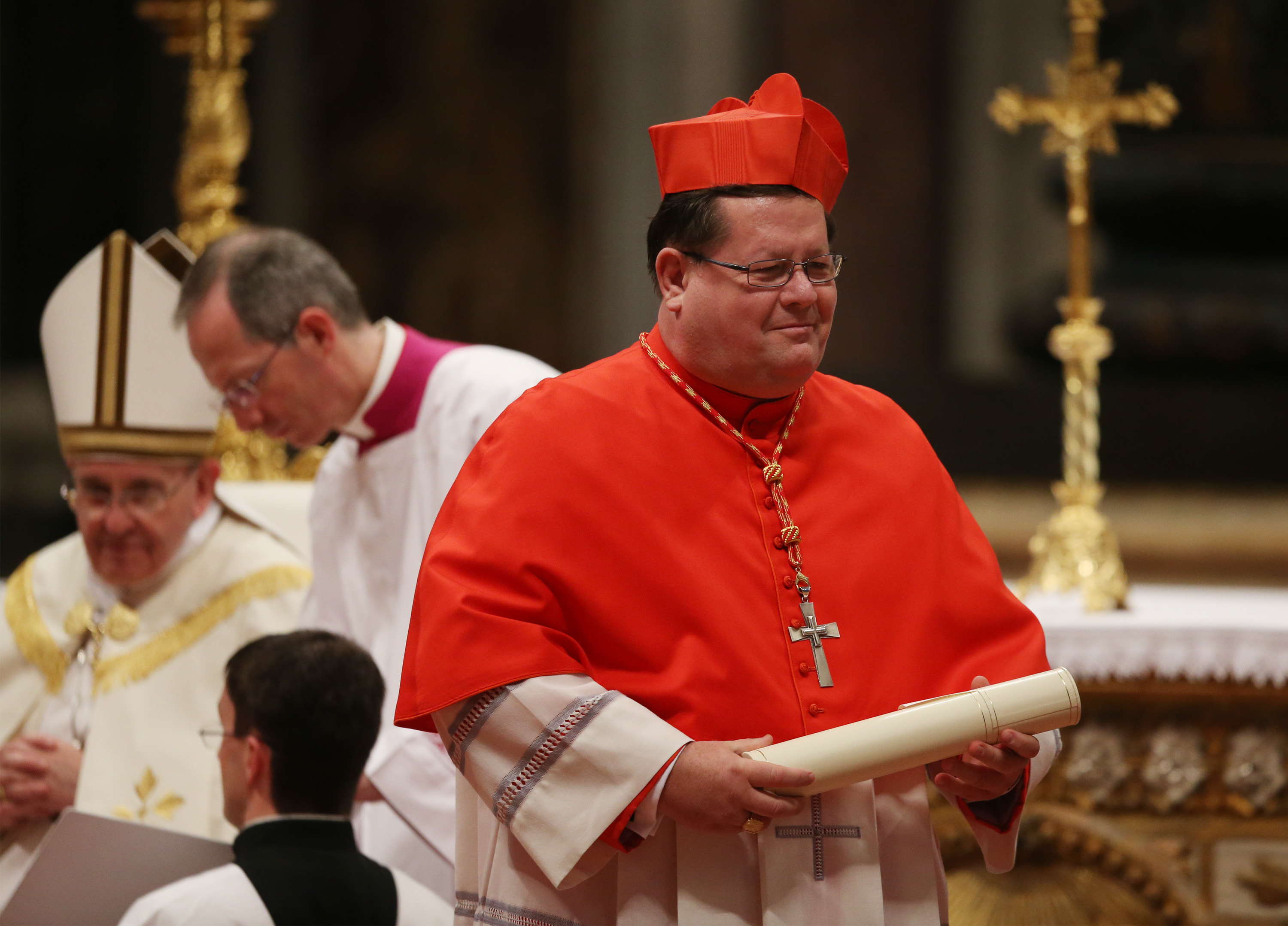 Le cardinal Gerald Cyprien Lacroix assiste au Consistoire à la basilique Saint-Pierre, le 22 février 2014, dans la Cité du Vatican. | Source : Getty Images