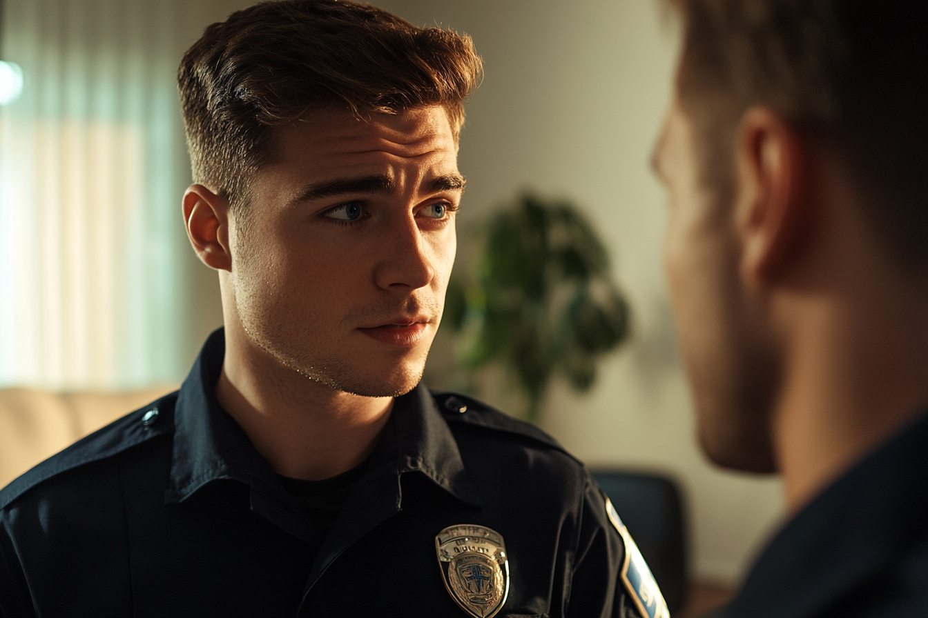 Un officier de police parle à un homme | Source : Midjourney