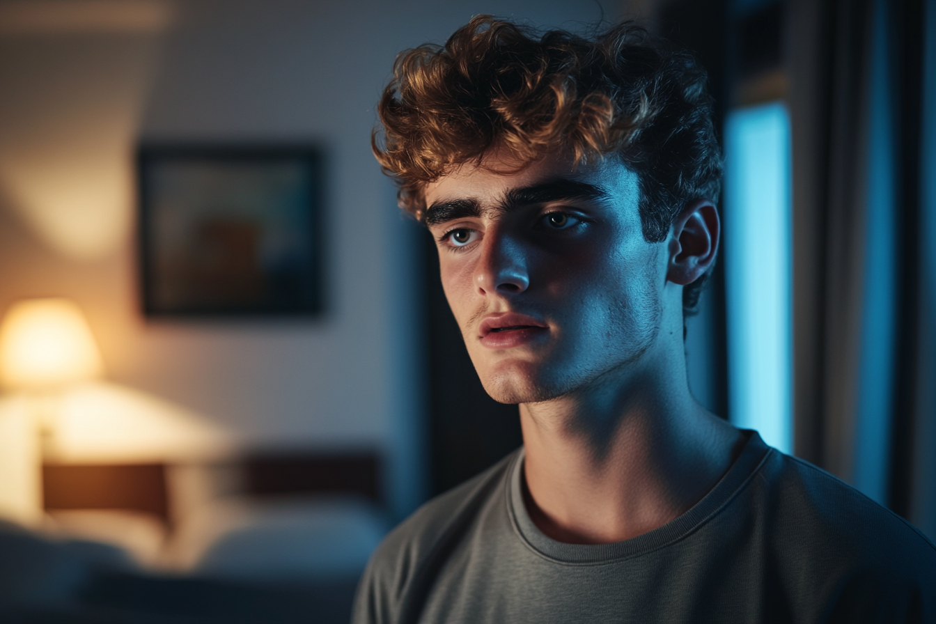 Un homme debout dans sa chambre à coucher | Source : Midjourney