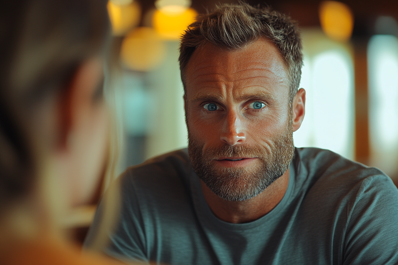 Un homme qui parle à sa femme dans un restaurant | Source : Midjourney