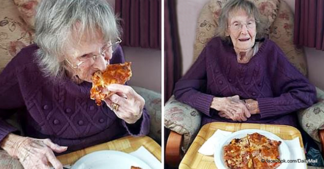  Une dame de 94 ans, goûte la pizza pour la première fois comme elle a juré à son défunt mari de ne jamais le faire