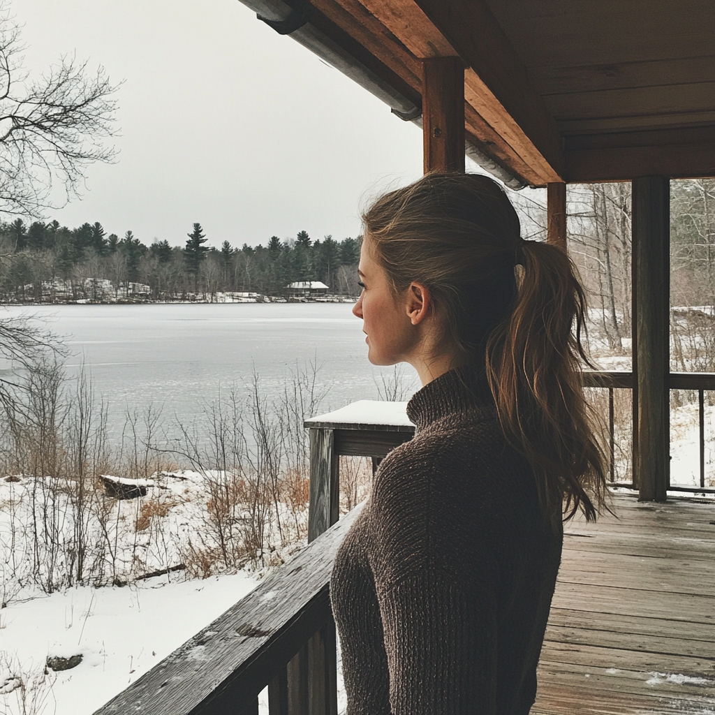 Une femme debout sur une terrasse | Source : Midjourney