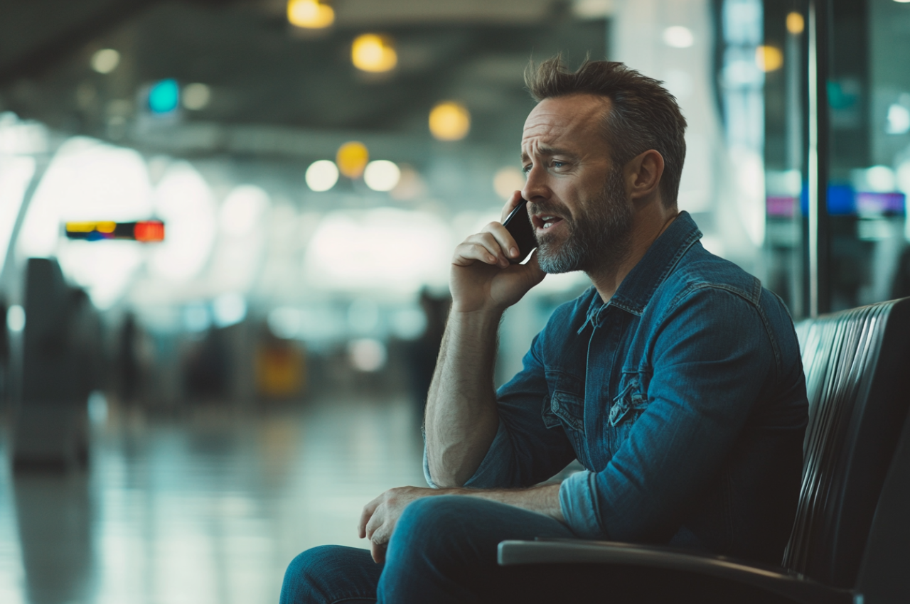 Un homme qui parle au téléphone | Source : Midjourney