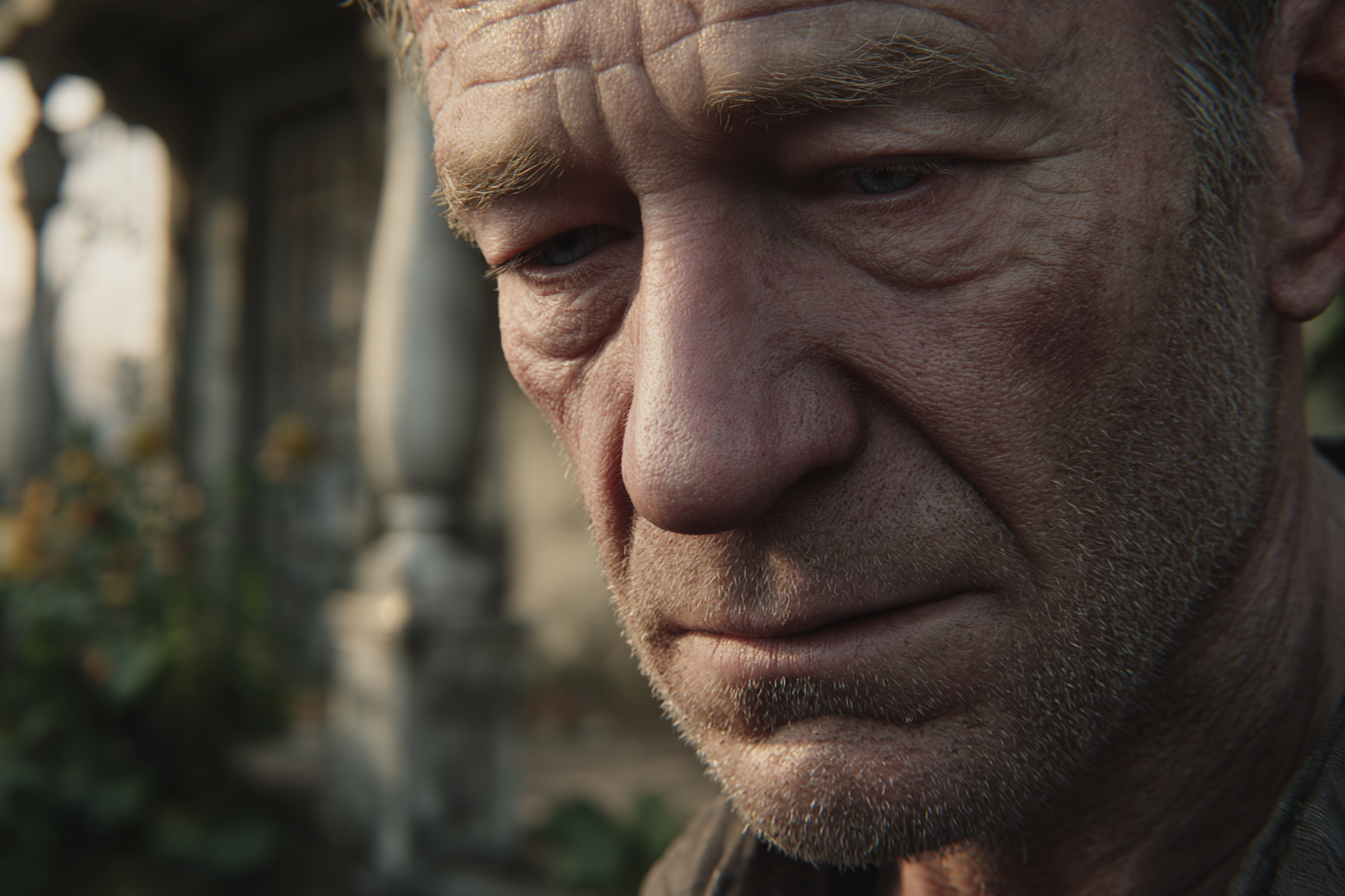 Un homme qui regarde vers le bas | Source : Midjourney