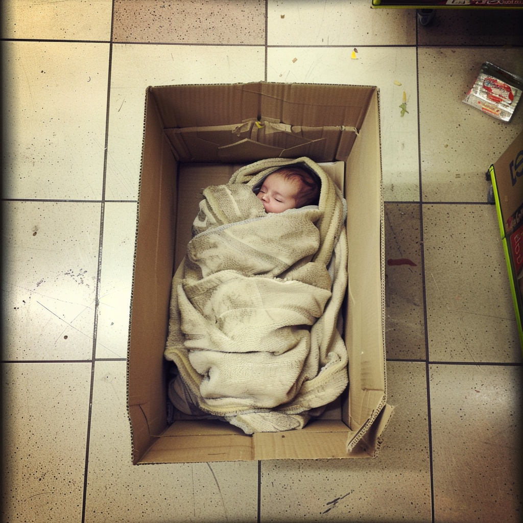 Un bébé dans une boîte en carton | Source : Midjourney