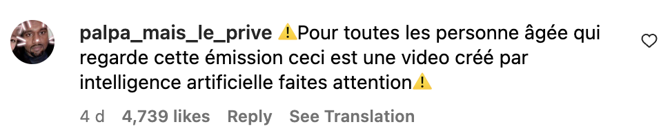 Commentaires d'un internaute sur la vidéo de Jean-Luc Reichmann et Émilien | Source : capture Instagram