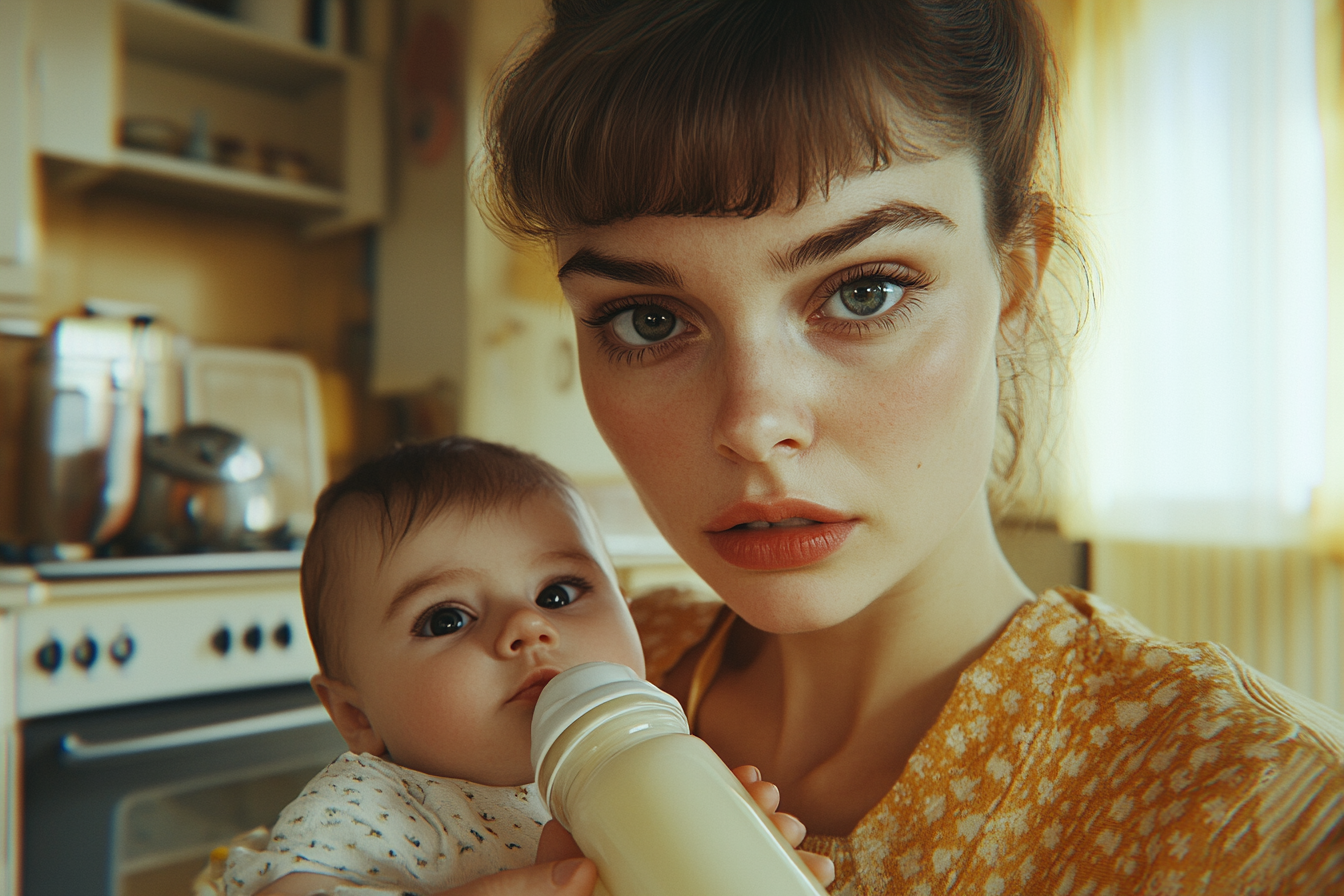 Une femme avec son bébé | Source : Midjourney