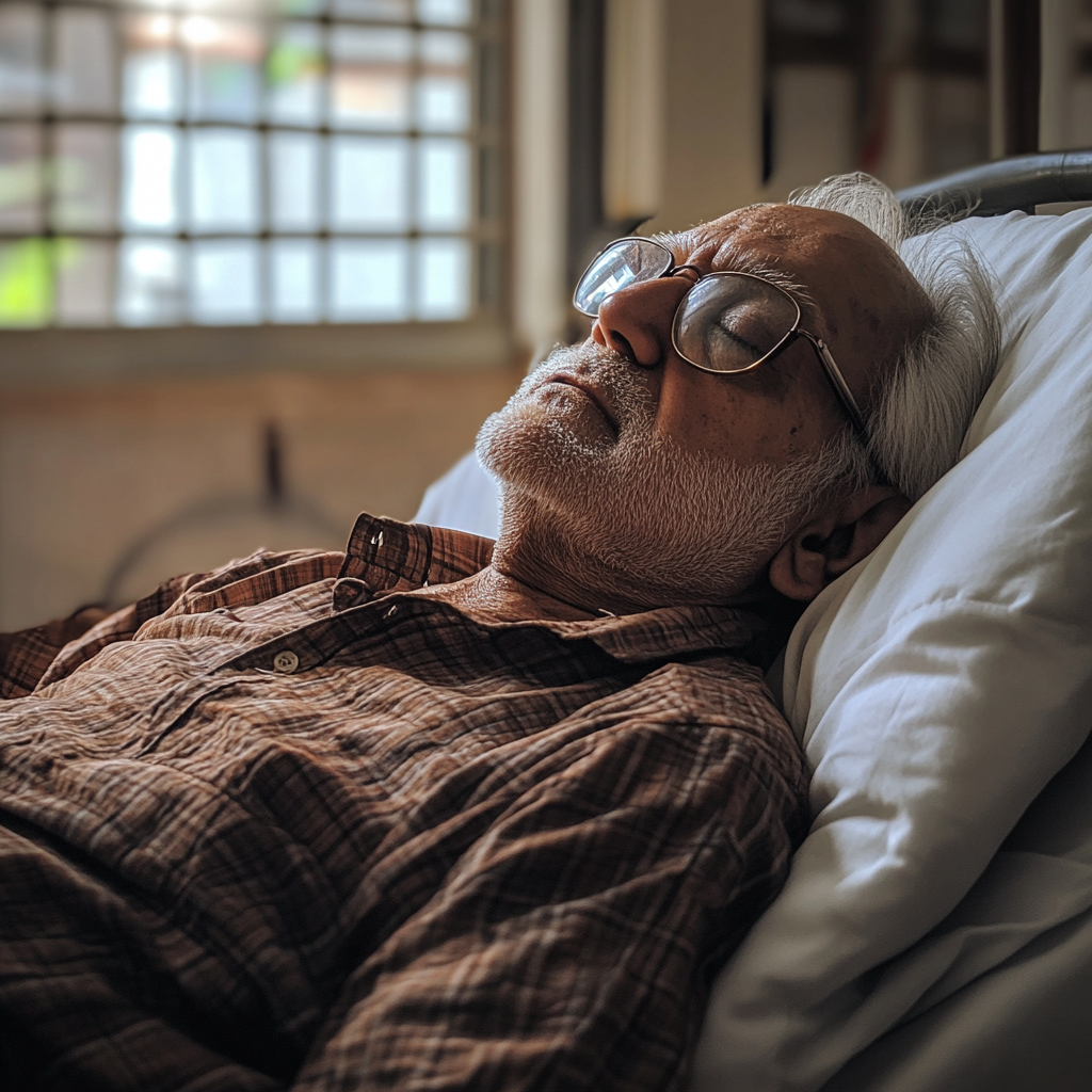 Un vieil homme malade dans un lit d'hôpital | Source : Midjourney