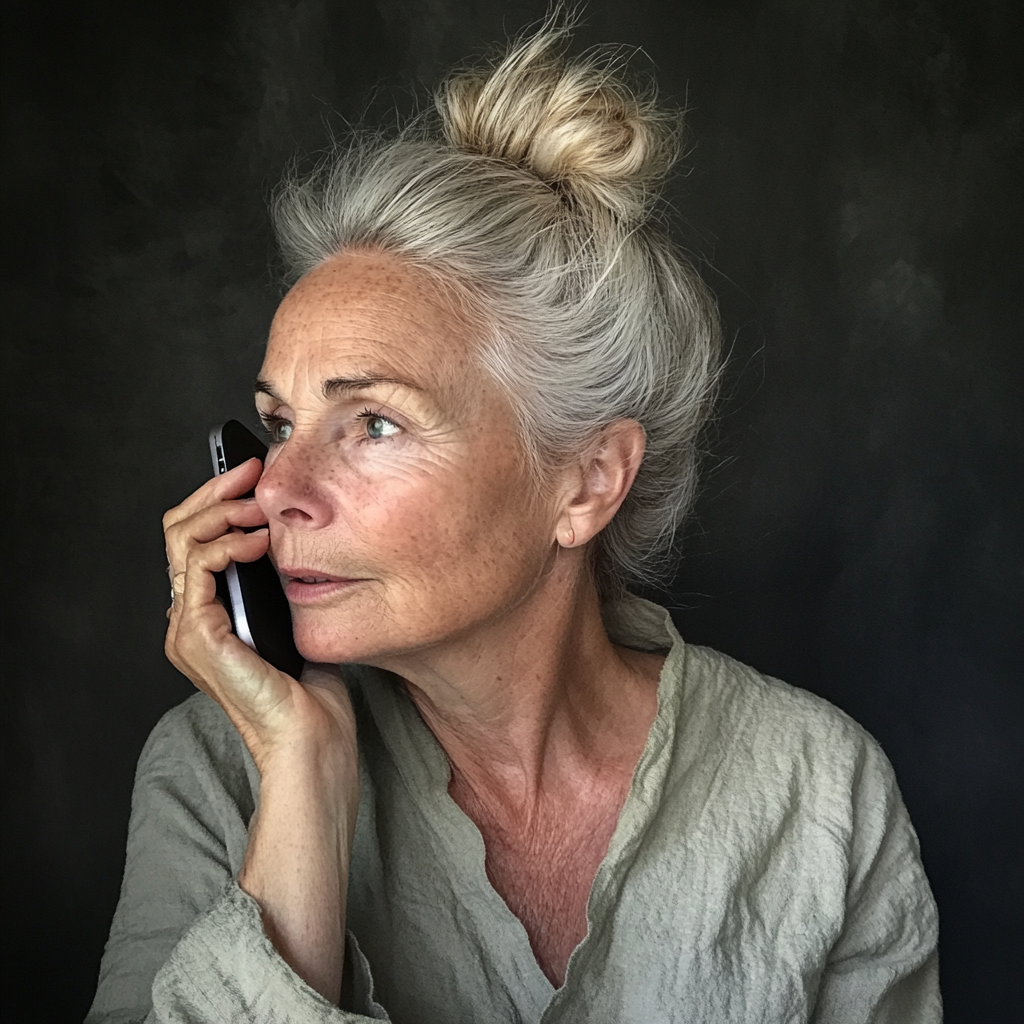 Une femme âgée qui parle au téléphone | Source : Midjourney