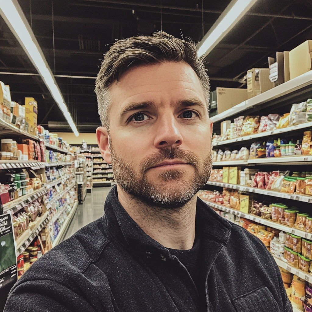 Un homme debout dans une épicerie | Source : Midjourney