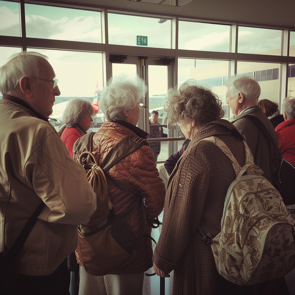 Un groupe de personnes âgées se tenant ensemble | Source : Midjourney