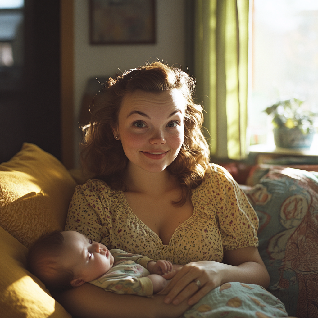 Une femme heureuse avec un bébé | Source : Midjourney