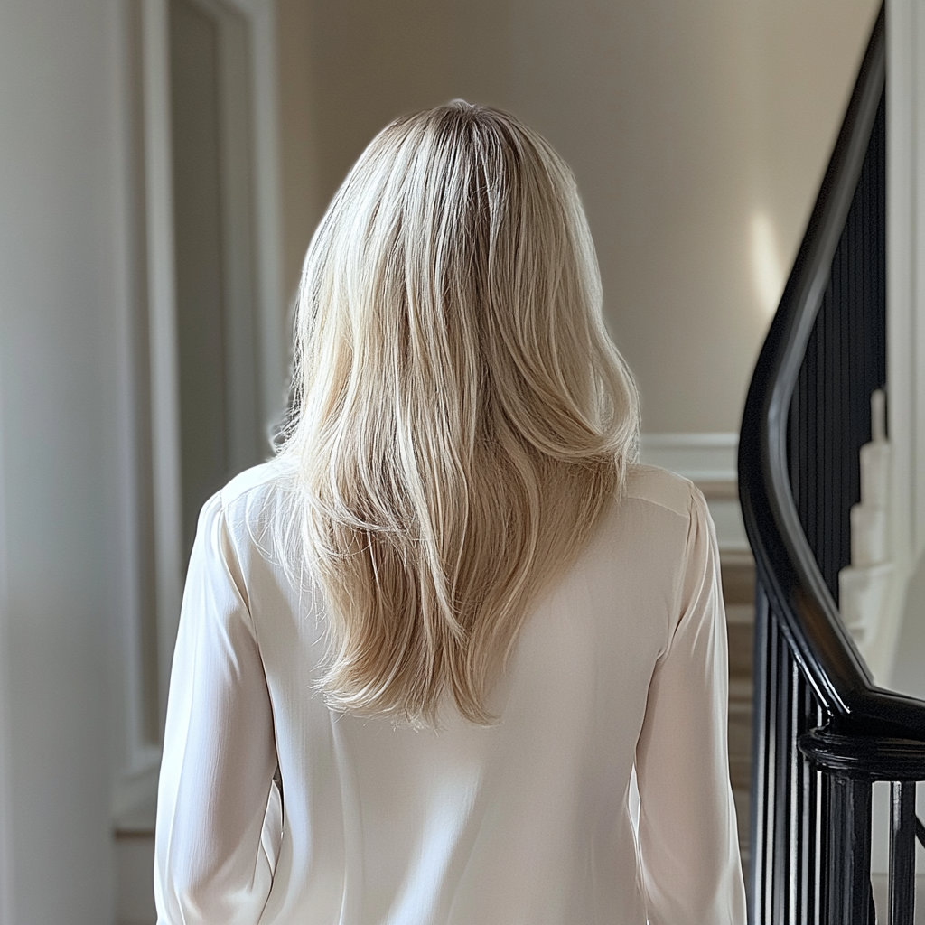 Une femme qui monte un escalier | Source : Midjourney