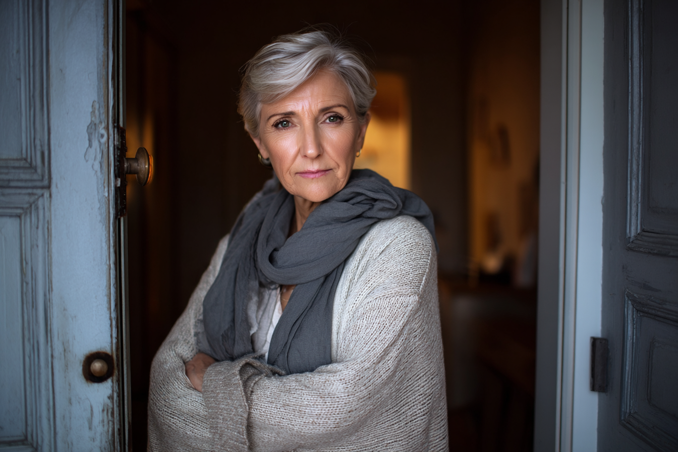 Une femme debout dans l'embrasure d'une porte | Source : Midjourney