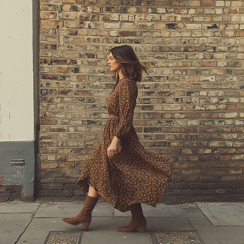 Une femme marchant dans une rue | Source : Midjourney