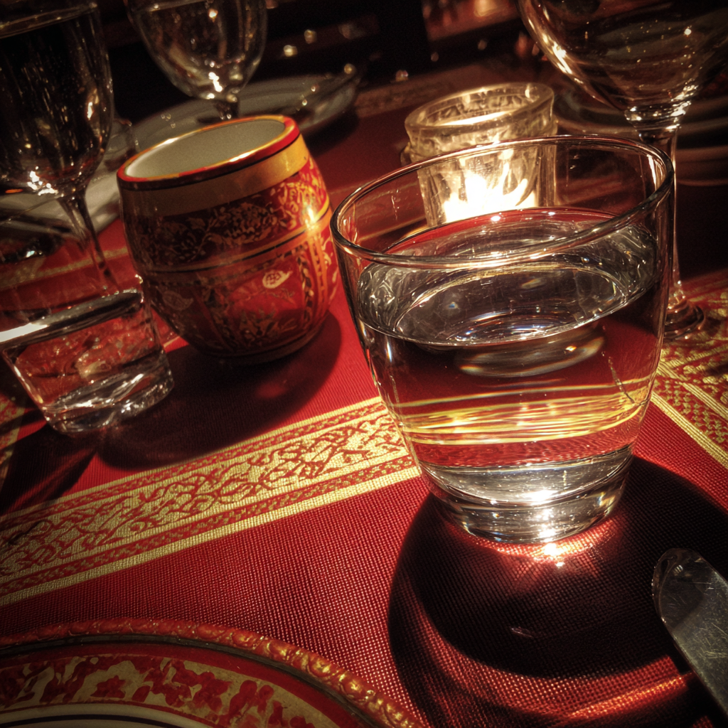 Un verre d'eau sur une table | Source : Midjourney
