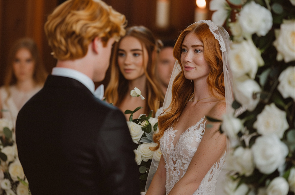 Une mariée heureuse qui sourit à son marié | Source : Midjourney