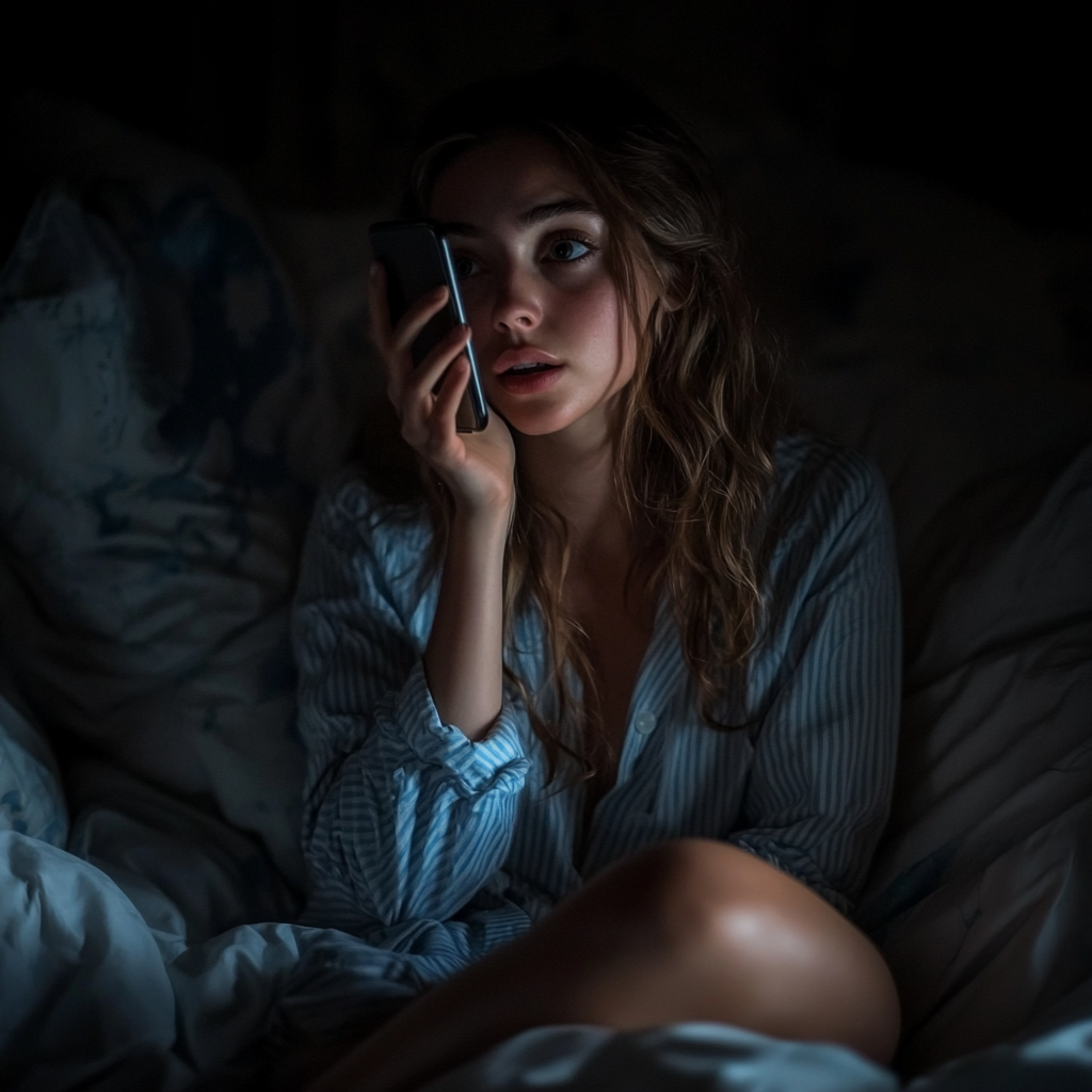 Une femme qui parle sur son téléphone la nuit | Source : Midjourney