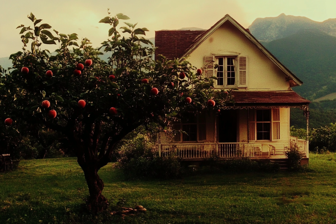 Une maison pittoresque avec un pêcher | Source : Midjourney