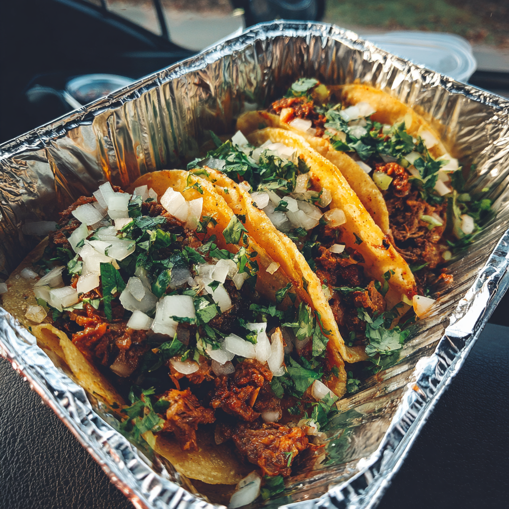 Un récipient en aluminium contenant des tacos | Source : Midjourney