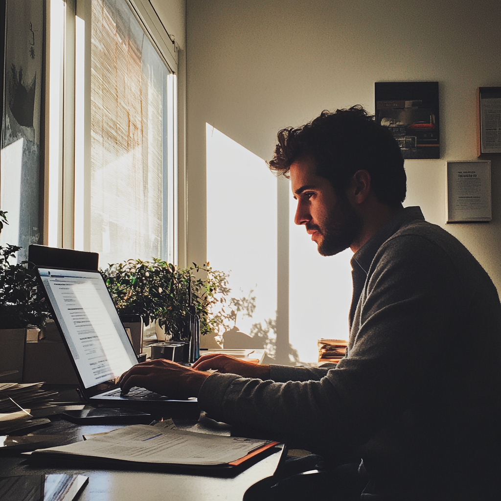 Ein Mann bei der Arbeit in seinem Büro | Quelle: Midjourney